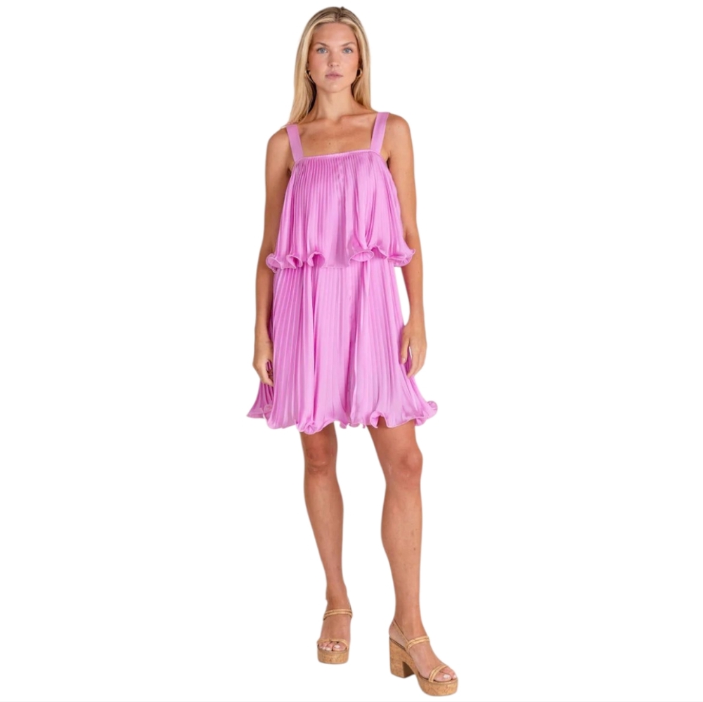 ALDEN ADAIR Mini Dress Lavender Purple Flowy Sundress Spring Summer Night XS 0 2 - Picture 11 of 11